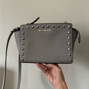 Michael Kors Gray Studded Mini Crossbody Purse